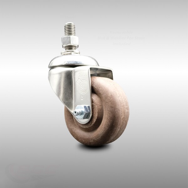 Service Caster 3 Inch 316SS High Temp Glass Filled Nylon Swivel 10mm Threaded Stem Caster SCC-SS316TS20S314-GFNSHT-M1015 - main